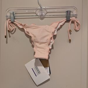 VIX PAULA HERMANNY Ripple ruched low-rise bikini bottoms Nude Tan Size Small